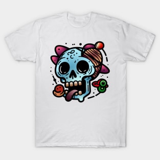 Funky Skull Modern Color Art Merchandise Design T-Shirt